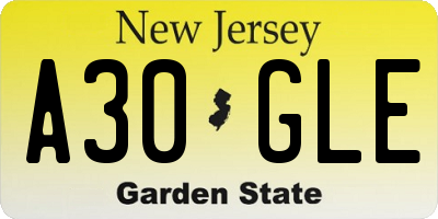 NJ license plate A30GLE