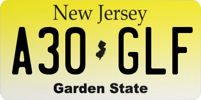 NJ license plate A30GLF