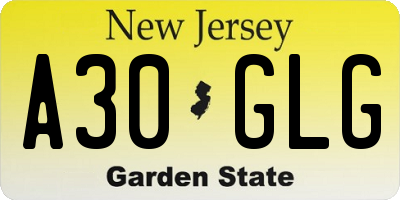 NJ license plate A30GLG
