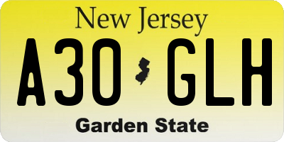 NJ license plate A30GLH
