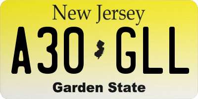 NJ license plate A30GLL