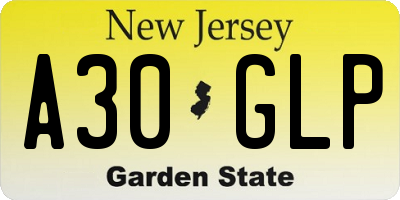 NJ license plate A30GLP