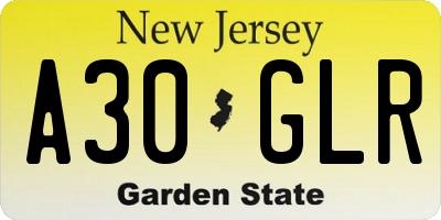 NJ license plate A30GLR