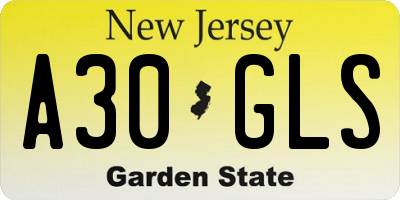 NJ license plate A30GLS