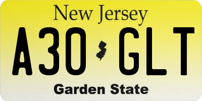 NJ license plate A30GLT