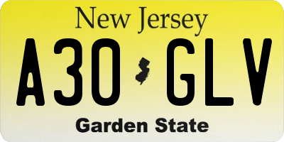 NJ license plate A30GLV
