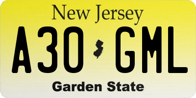 NJ license plate A30GML