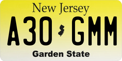 NJ license plate A30GMM