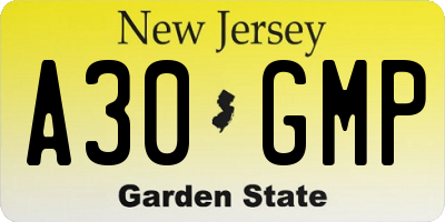 NJ license plate A30GMP