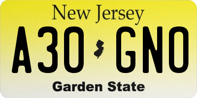 NJ license plate A30GNO