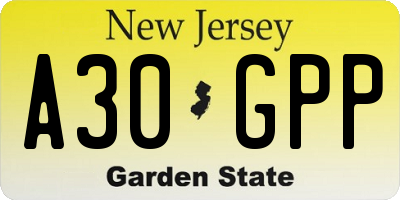 NJ license plate A30GPP