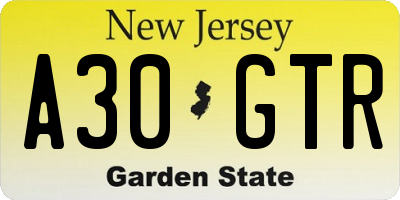 NJ license plate A30GTR