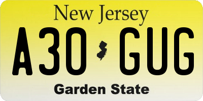 NJ license plate A30GUG