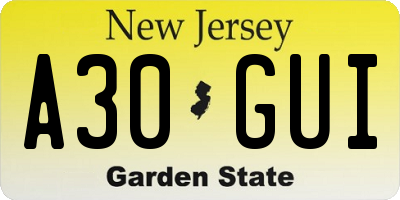NJ license plate A30GUI