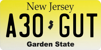 NJ license plate A30GUT