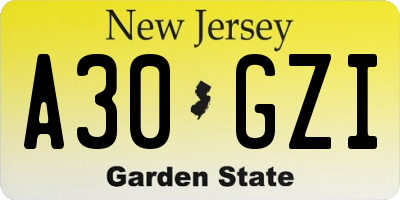 NJ license plate A30GZI