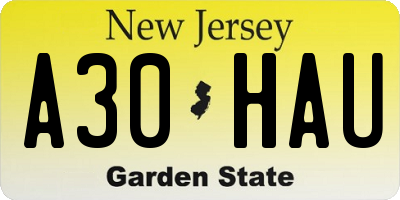 NJ license plate A30HAU