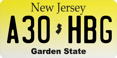 NJ license plate A30HBG