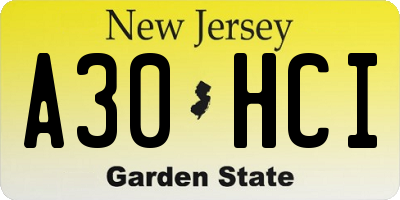 NJ license plate A30HCI