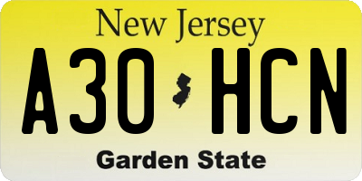 NJ license plate A30HCN
