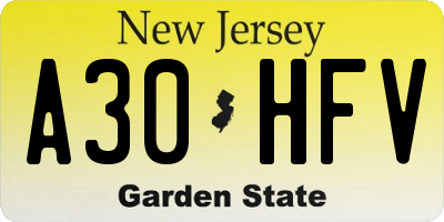 NJ license plate A30HFV