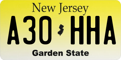 NJ license plate A30HHA