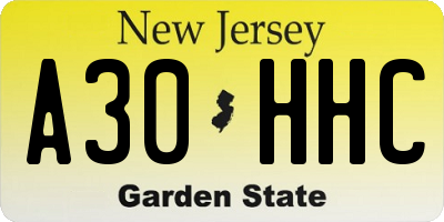 NJ license plate A30HHC