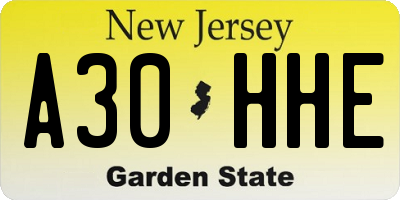 NJ license plate A30HHE