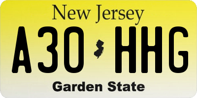 NJ license plate A30HHG