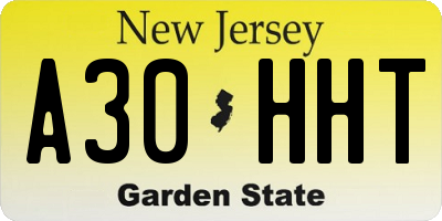 NJ license plate A30HHT