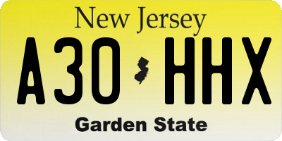 NJ license plate A30HHX