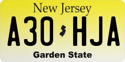 NJ license plate A30HJA