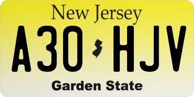 NJ license plate A30HJV