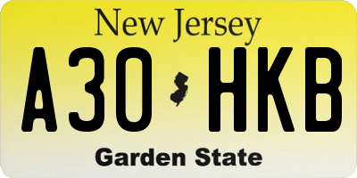 NJ license plate A30HKB