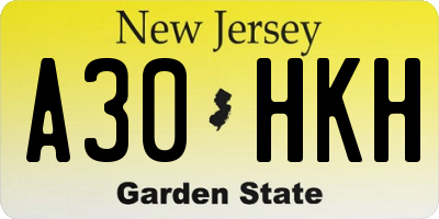NJ license plate A30HKH