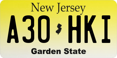 NJ license plate A30HKI