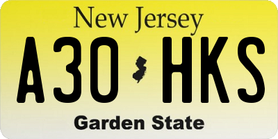 NJ license plate A30HKS
