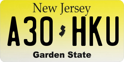NJ license plate A30HKU