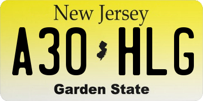 NJ license plate A30HLG