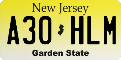 NJ license plate A30HLM