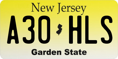 NJ license plate A30HLS