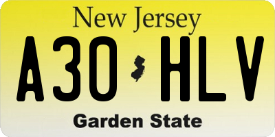 NJ license plate A30HLV