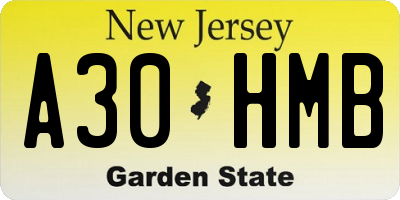 NJ license plate A30HMB