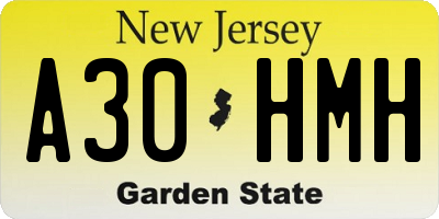 NJ license plate A30HMH
