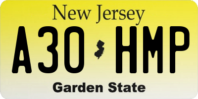 NJ license plate A30HMP