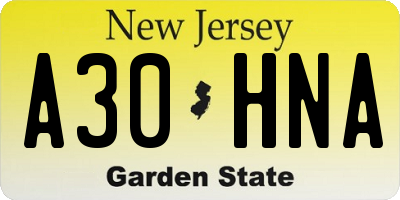 NJ license plate A30HNA