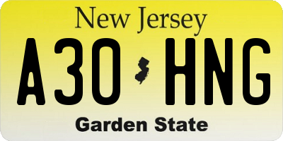 NJ license plate A30HNG