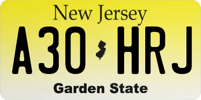 NJ license plate A30HRJ