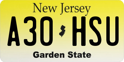 NJ license plate A30HSU