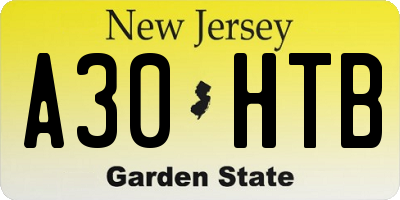 NJ license plate A30HTB